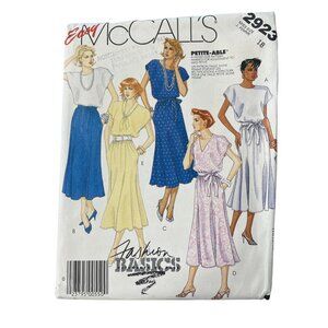 80s McCalls 2923 Misses Vintage Sewing Pattern Size 18 Pullover Dress Belt UNCUT
